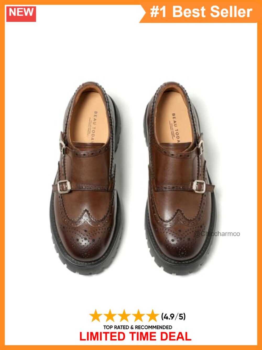Chunky Platform Lug Sole Tassel Loafers Calfskin Monk Strap Brogue